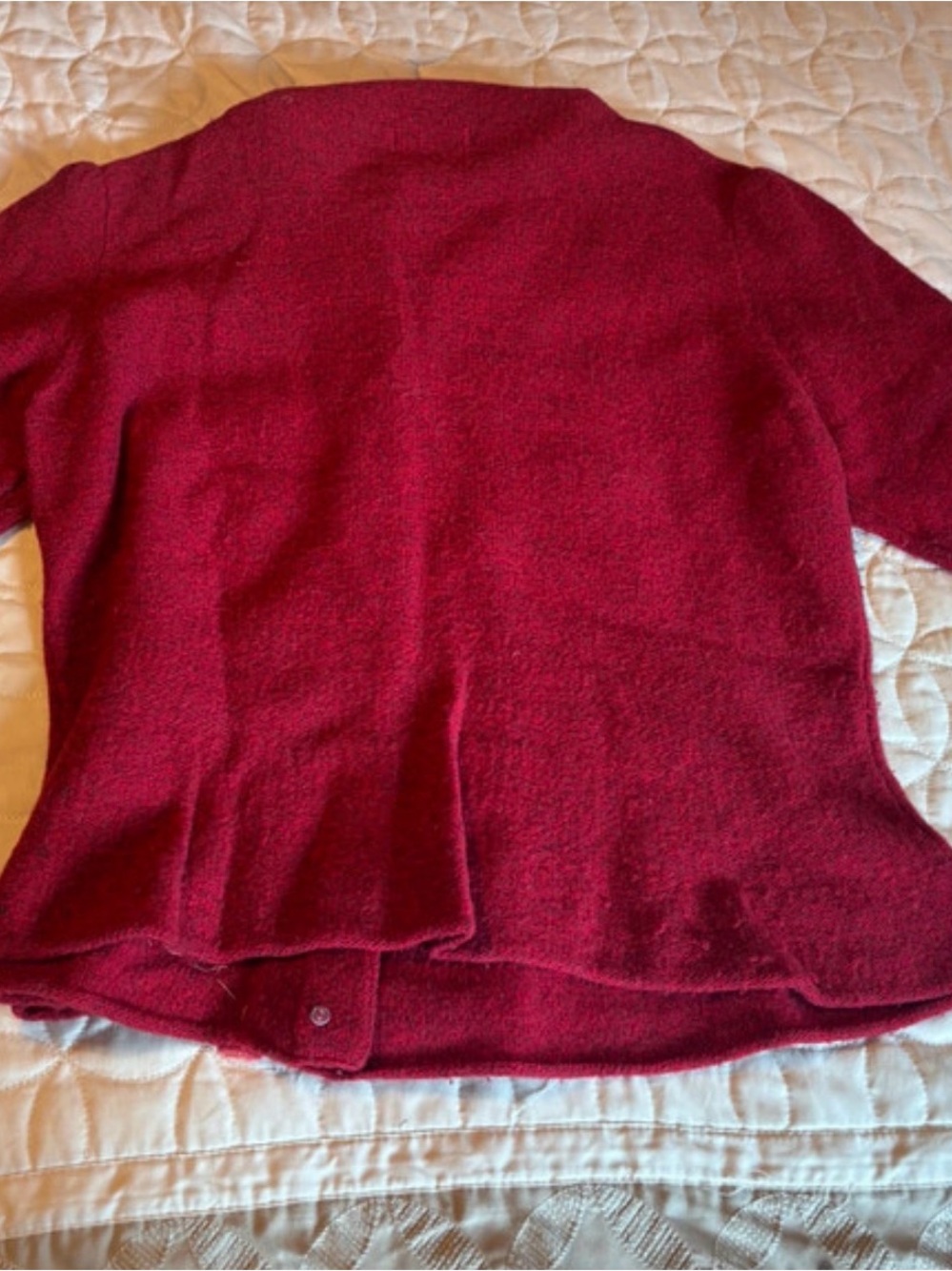 Anthropologie RARE Wine and Pink Floral Appliqué Button Cardigan - Picture 3 of 3